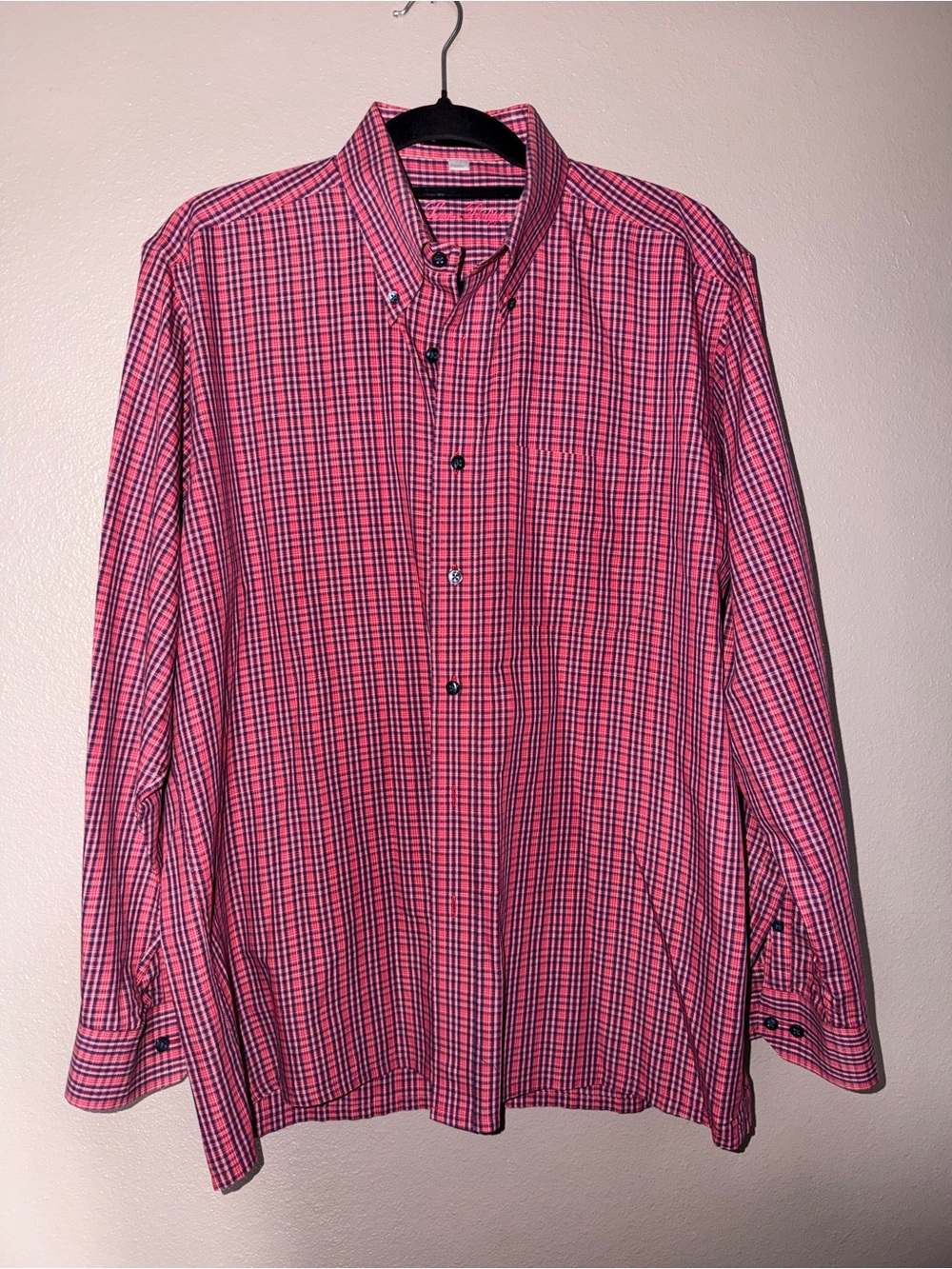Louis Philippe Pink & Blue Plaid Button-Down Shirt